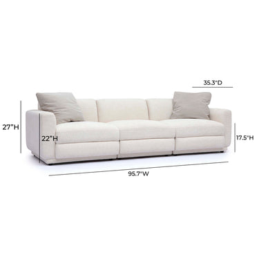 TOV Perry 96" Cream Performance Chenille Modular Sofa Cream
