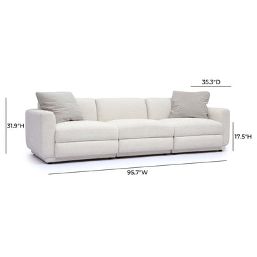TOV Perry 96" Cream Performance Chenille Modular Sofa Cream