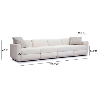 TOV Perry 124" Cream Performance Chenille Modular Long Sofa Cream