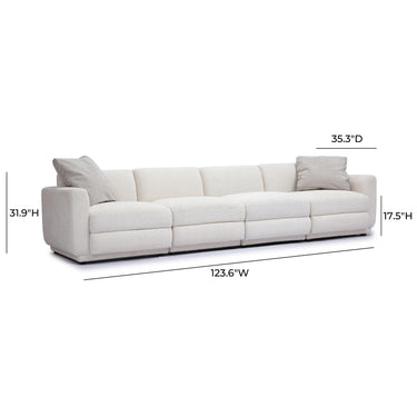 TOV Perry 124" Cream Performance Chenille Modular Long Sofa Cream