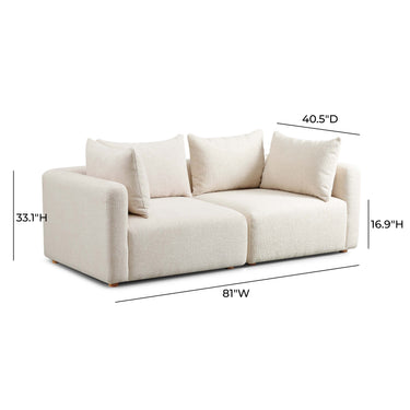 TOV Hangover 81" Contract-Grade Textured Fabric Loveseat Cream
