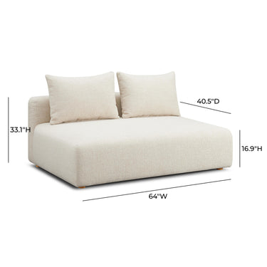 TOV Hangover 64" Contract-Grade Textured Fabric Modular Loveseat Cream