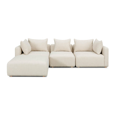 TOV Hangover 4-Piece Contract-Grade Textured Fabric Modular Sectional Cream