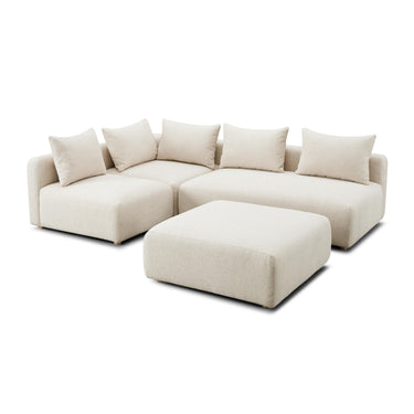 TOV Hangover 4-Piece Contract-Grade Textured Fabric Modular Chaise Sectional Cream