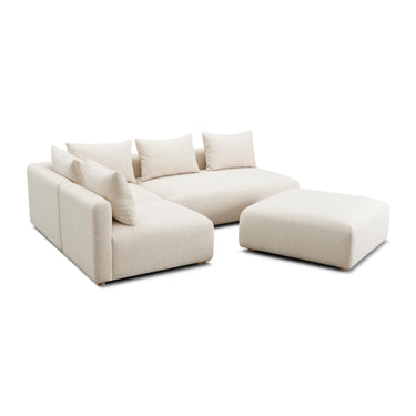 TOV Hangover 4-Piece Contract-Grade Textured Fabric Modular Chaise Sectional Cream