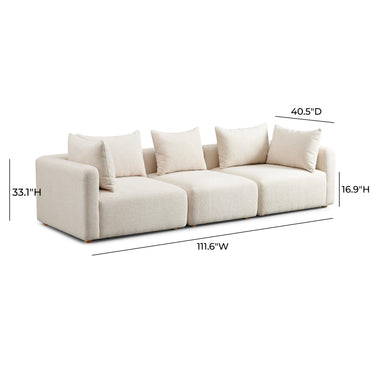 TOV Hangover 112.5" Textured Fabric Sofa Cream