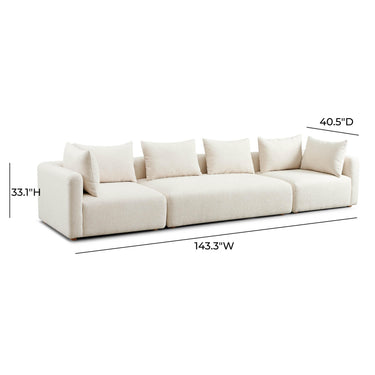 TOV Hangover 145" Contract-Grade Textured Fabric Long Sofa Cream
