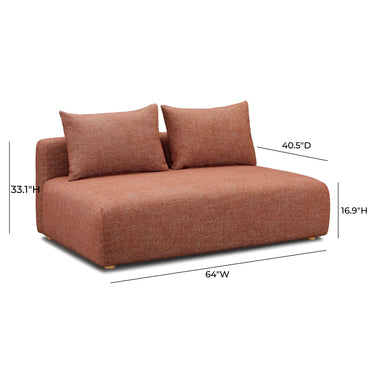 TOV Hangover 64" Contract-Grade Textured Fabric Modular Loveseat Red