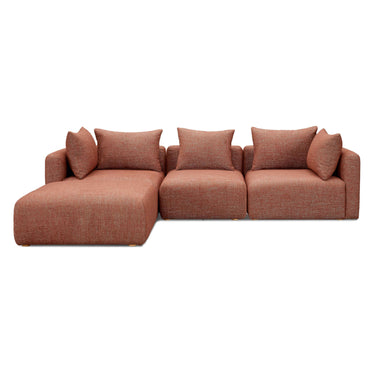 TOV Hangover 4-Piece Contract-Grade Textured Fabric Modular Sectional Red