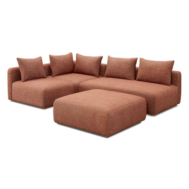 TOV Hangover 4-Piece Contract-Grade Textured Fabric Modular Chaise Sectional Red