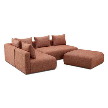 TOV Hangover 4-Piece Contract-Grade Textured Fabric Modular Chaise Sectional Red