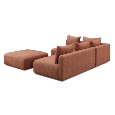 TOV Hangover 4-Piece Contract-Grade Textured Fabric Modular Chaise Sectional Red