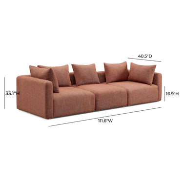 TOV Hangover 112.5" Textured Fabric Sofa Red
