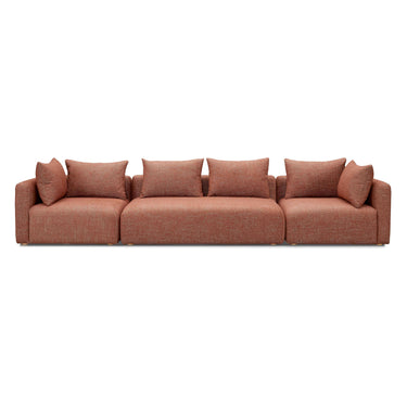 TOV Hangover 145" Contract-Grade Textured Fabric Long Sofa Red