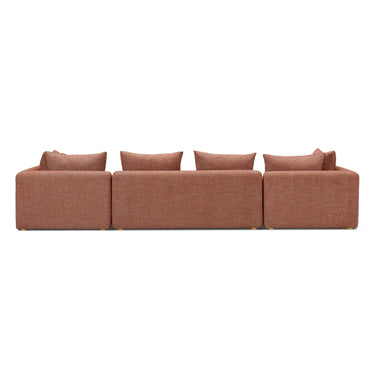 TOV Hangover 145" Contract-Grade Textured Fabric Long Sofa Red