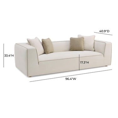 TOV Tristine 96" Cream Contract-Grade Linen Sofa Cream