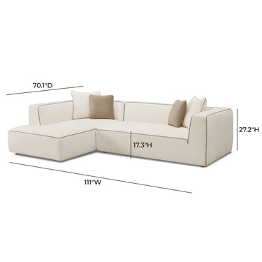TOV Tristine 2-Piece Cream Contract-Grade Linen L-Shaped Sectional Cream