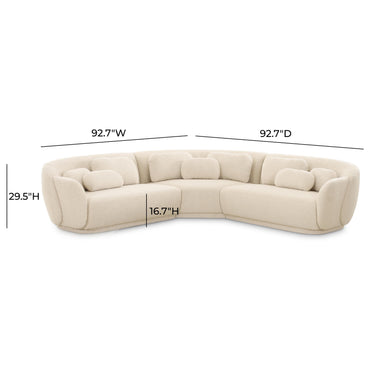 TOV Misty 3-Piece Cream Performance Boucle Modular L-Sectional Cream