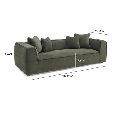 TOV Tristine 96" Olive Green Upcycled Performance Basketweave Sofa Olive Green