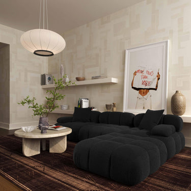 TOV Calliope 4-Piece Performance Vegan Shearling Modular Sectional Black