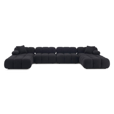 TOV Calliope 6-piece Performance Vegan Shearling Modular U-Sectional Black