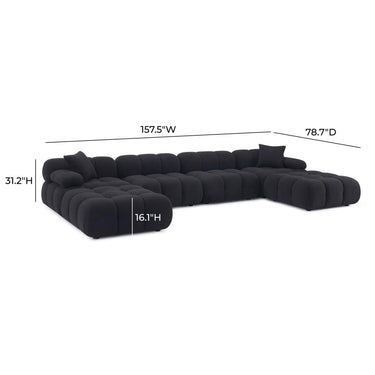 TOV Calliope 6-piece Performance Vegan Shearling Modular U-Sectional Black