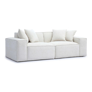 TOV Mindy 84" Performance Chenille Basketweave Modular Loveseat Cream