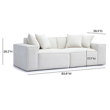 TOV Mindy 84" Performance Chenille Basketweave Modular Loveseat Cream