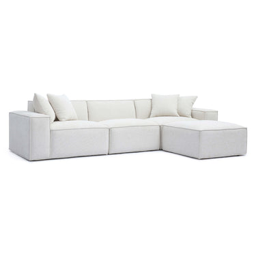 TOV Mindy 4-Piece Performance Chenille Basketweave Modular Sectional Cream