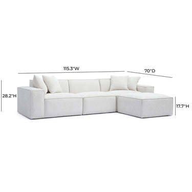 TOV Mindy 4-Piece Performance Chenille Basketweave Modular Sectional Cream