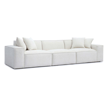TOV Mindy 115" Performance Chenille Basketweave Modular Sofa Cream