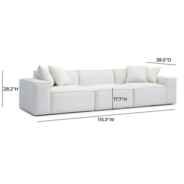 TOV Mindy 115" Performance Chenille Basketweave Modular Sofa Cream