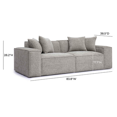 TOV Mindy 84" Performance Chenille Basketweave Modular Loveseat Taupe