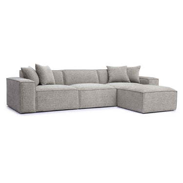 TOV Mindy 4-Piece Performance Chenille Basketweave Modular Sectional Taupe