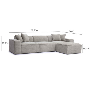 TOV Mindy 4-Piece Performance Chenille Basketweave Modular Sectional Taupe