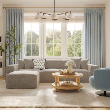 TOV Mindy 4-Piece Performance Chenille Basketweave Modular Sectional Taupe