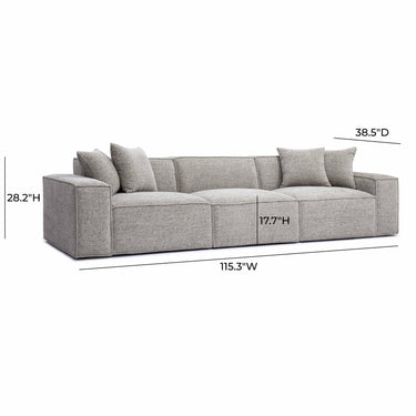 TOV Mindy 115" Performance Chenille Basketweave Modular Sofa Taupe