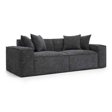 TOV Mindy 84" Performance Chenille Basketweave Modular Loveseat Charcoal