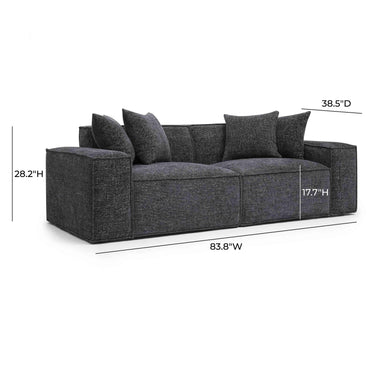 TOV Mindy 84" Performance Chenille Basketweave Modular Loveseat Charcoal