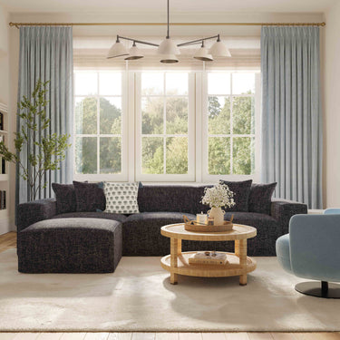 TOV Mindy 4-Piece Performance Chenille Basketweave Modular Sectional Charcoal