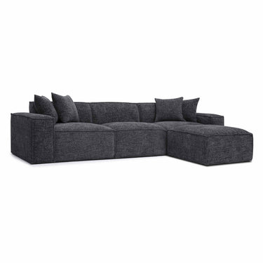 TOV Mindy 4-Piece Performance Chenille Basketweave Modular Sectional Charcoal