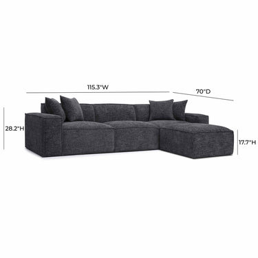 TOV Mindy 4-Piece Performance Chenille Basketweave Modular Sectional Charcoal