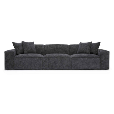 TOV Mindy 115" Performance Chenille Basketweave Modular Sofa Charcoal