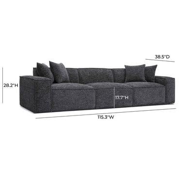 TOV Mindy 115" Performance Chenille Basketweave Modular Sofa Charcoal