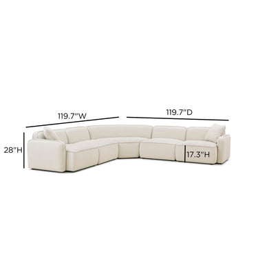 TOV Travie 5-Piece Sand Upcycled Performance Linen Modular Large L-Sectional Sand