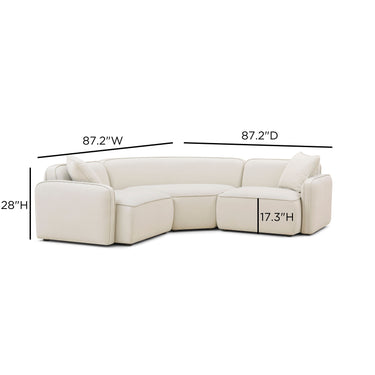 TOV Travie 3-Piece Sand Upcycled Performance Linen Modular L-Sectional Sand