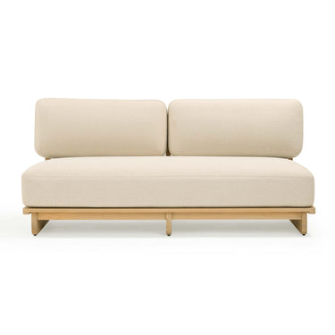 TOV Reavan 67" Cream Performance Fabric Outdoor Lounge Sofa Cream, Light Teak