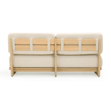 TOV Reavan 67" Cream Performance Fabric Outdoor Lounge Sofa Cream, Light Teak