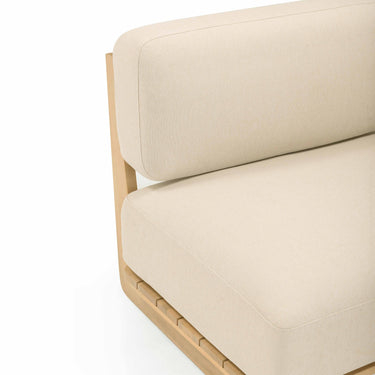 TOV Reavan 67" Cream Performance Fabric Outdoor Lounge Sofa Cream, Light Teak