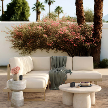 TOV Evan 2-Piece Cream Performance Fabric Outdoor L-Shaped Sectional Cream